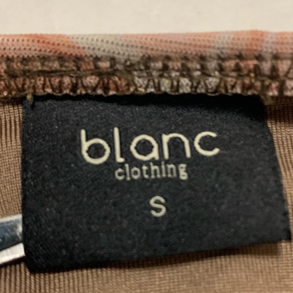 🛍️ BLANC Brown Marble Print One-Shoulder Ruched Mesh Mini Dress - Size S - Picture 9 of 10